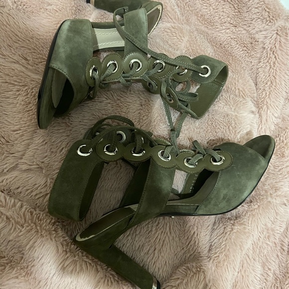Christian Dior Green Lace Up Heels - Picture 3 of 6
